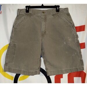 Carhartt B147 Shorts Mens 36 Workwear Carpenter Distressed LBR Light Brown